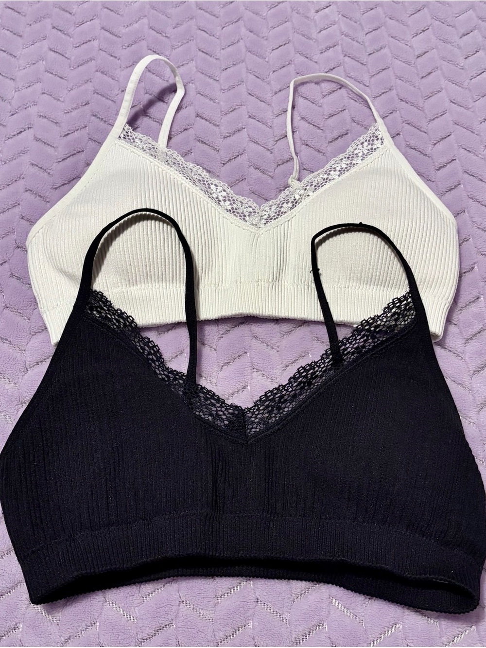 Aeropostale Women’s Lace-Trim Bralettes - White & Black